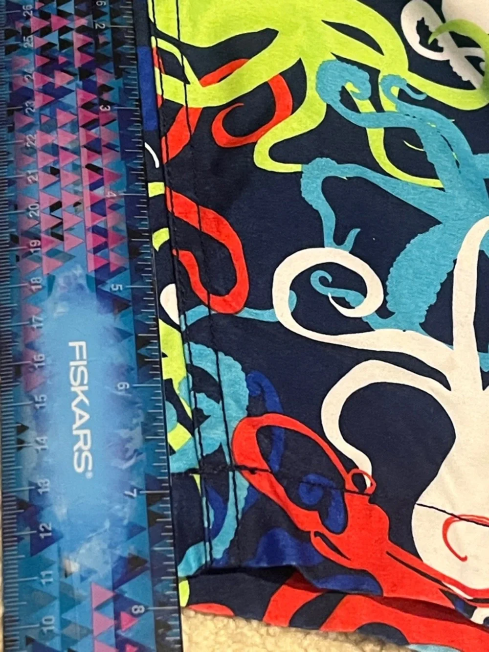 Boy’s husky Multicolor Octopus Print Swim suit trunks Shorts 8” inseam L 14H-16